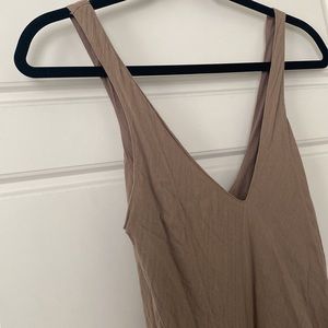 Tan linen-like maxi dress